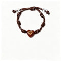Personalized Heart Pendant Adjustable Rope Bracelet 6W6JBR532