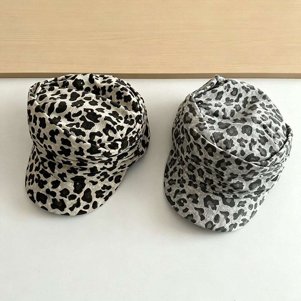 Fashion Ruched Leopard Print Flat Baseball Cap 6W6HAT795