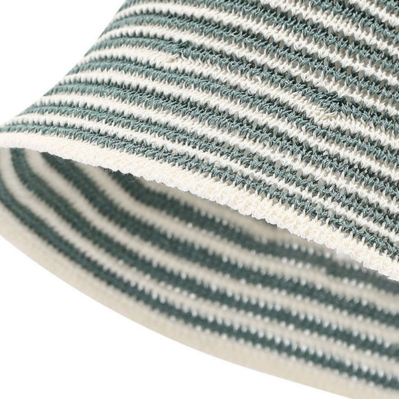 Elegant Color Block Striped Outdoor Bucket Hat 6W6HAT541