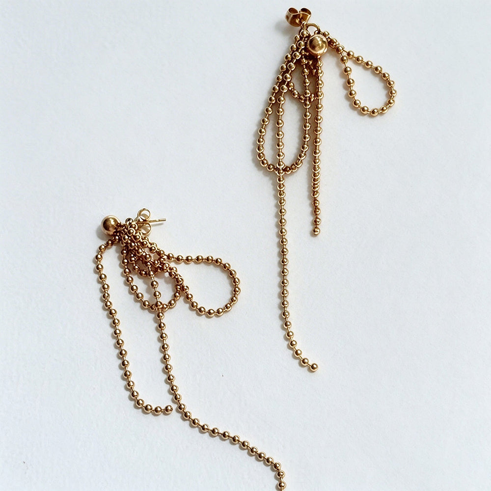 Bowknot Beaded Tassel Earrings - DippedShop Wholesale - #8099