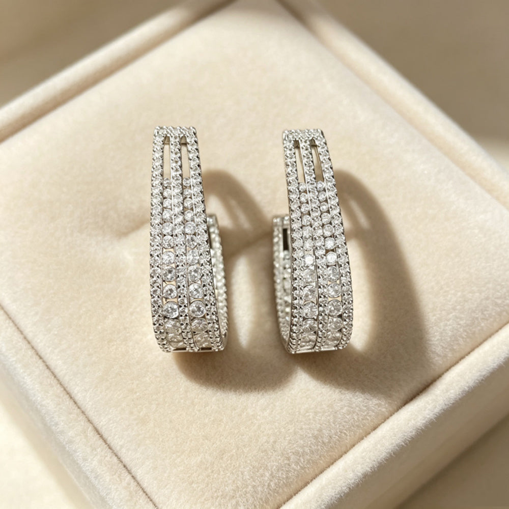 C-Shaped Zirconia Stud Earrings - DippedShop Wholesale - #3475