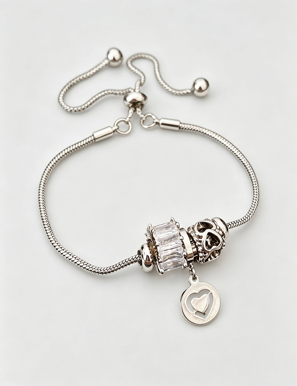 Elegant Rhinestones Heart Pendant Bracelet 6W6JBR678