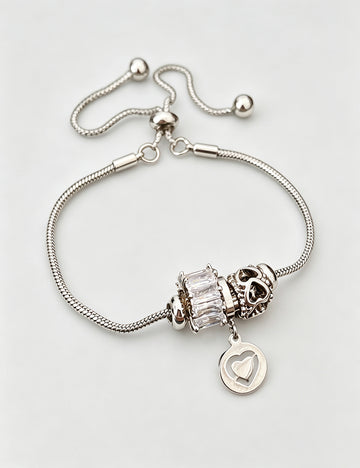 Elegant Rhinestones Heart Pendant Bracelet 6W6JBR678