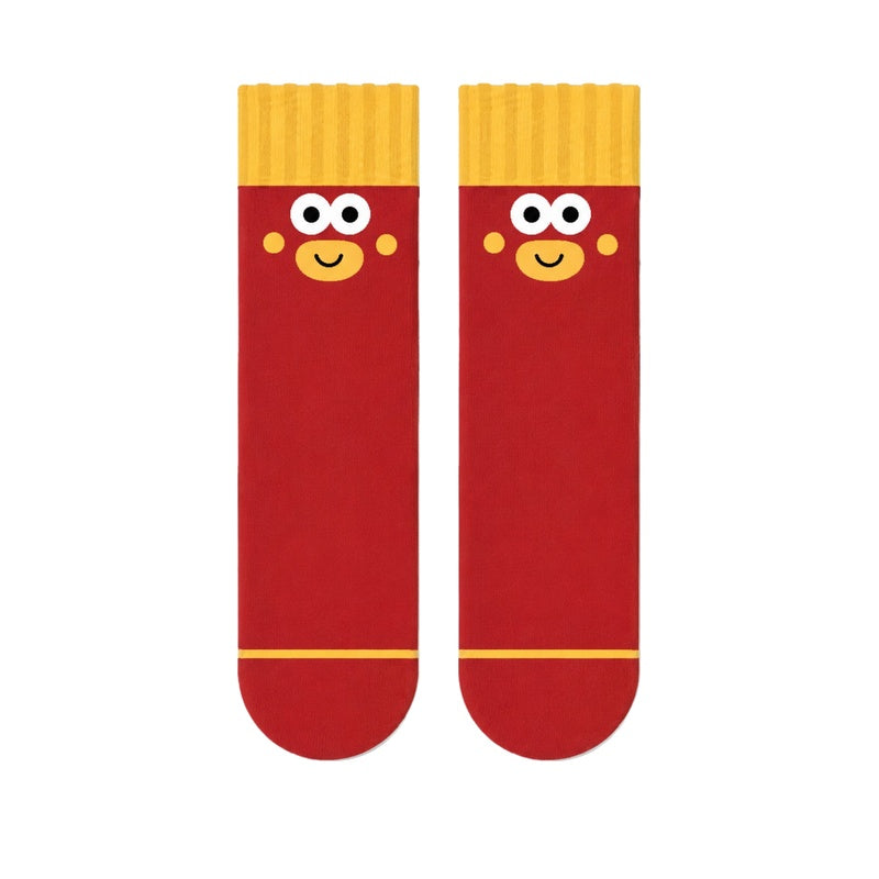 Funny Cartoon Color Block Breathable Crew Socks 6W8FSO669