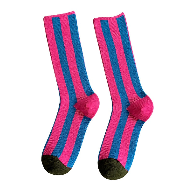 Trendy Color Contrast Striped Crew Socks 6W8FSO671