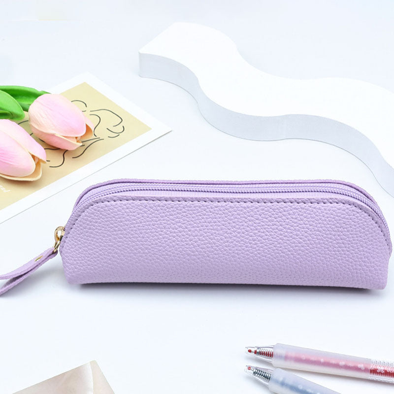 Creative Lychee Grain Solid Color PU Pencil Pouch 6S10BOB1056
