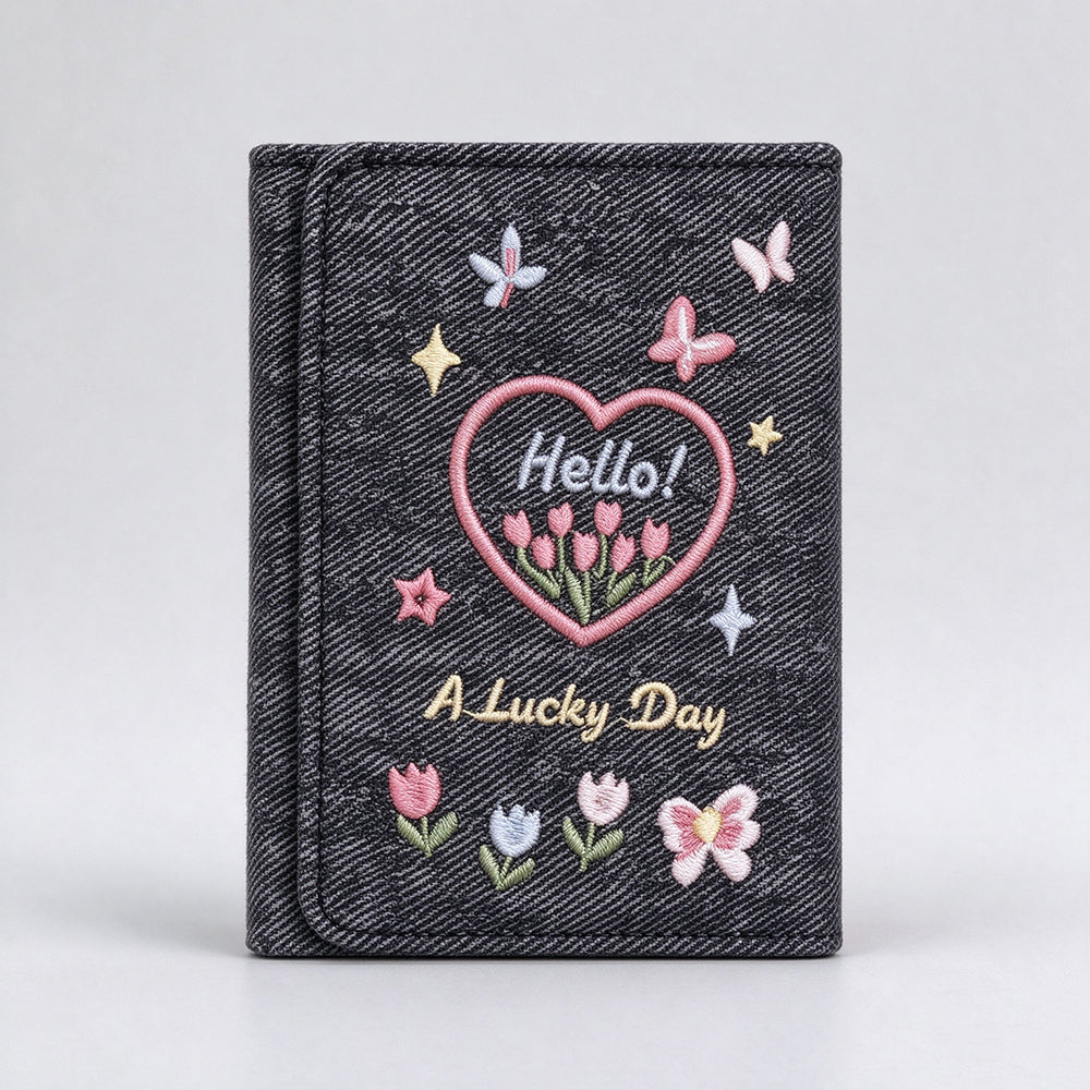 Butterfly Embroidery Trifold Wallet - DippedShop Wholesale - #7667