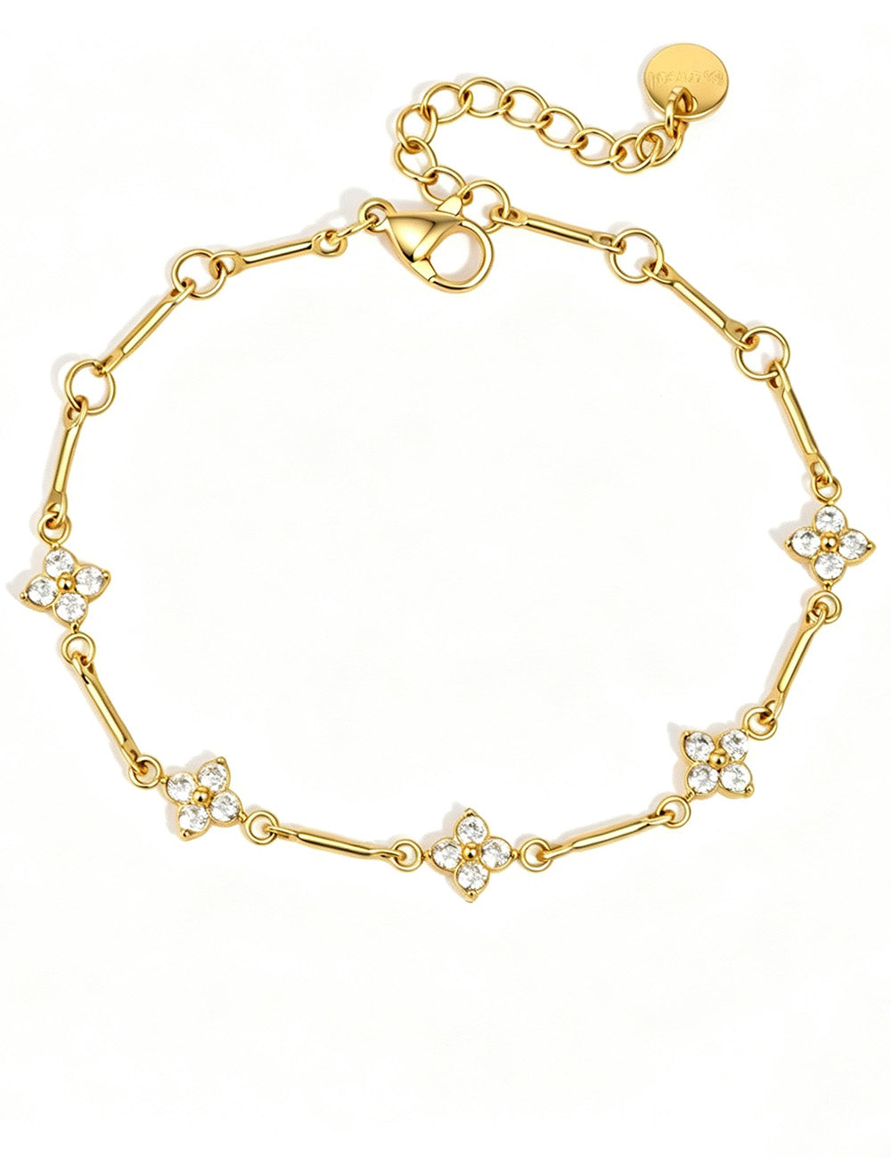 Cubic Zirconia Gold Plated Link Chain Bracelet 6W6JBR358