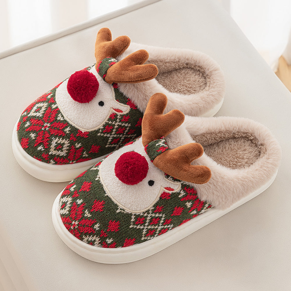 Cute Cartoon Christmas Reindeer Plush Indoor Slippers 6W8FSP283