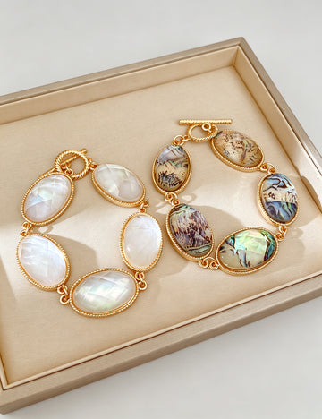 Vintage Oval Resin Disc Chain Bracelet 6W6JBR675