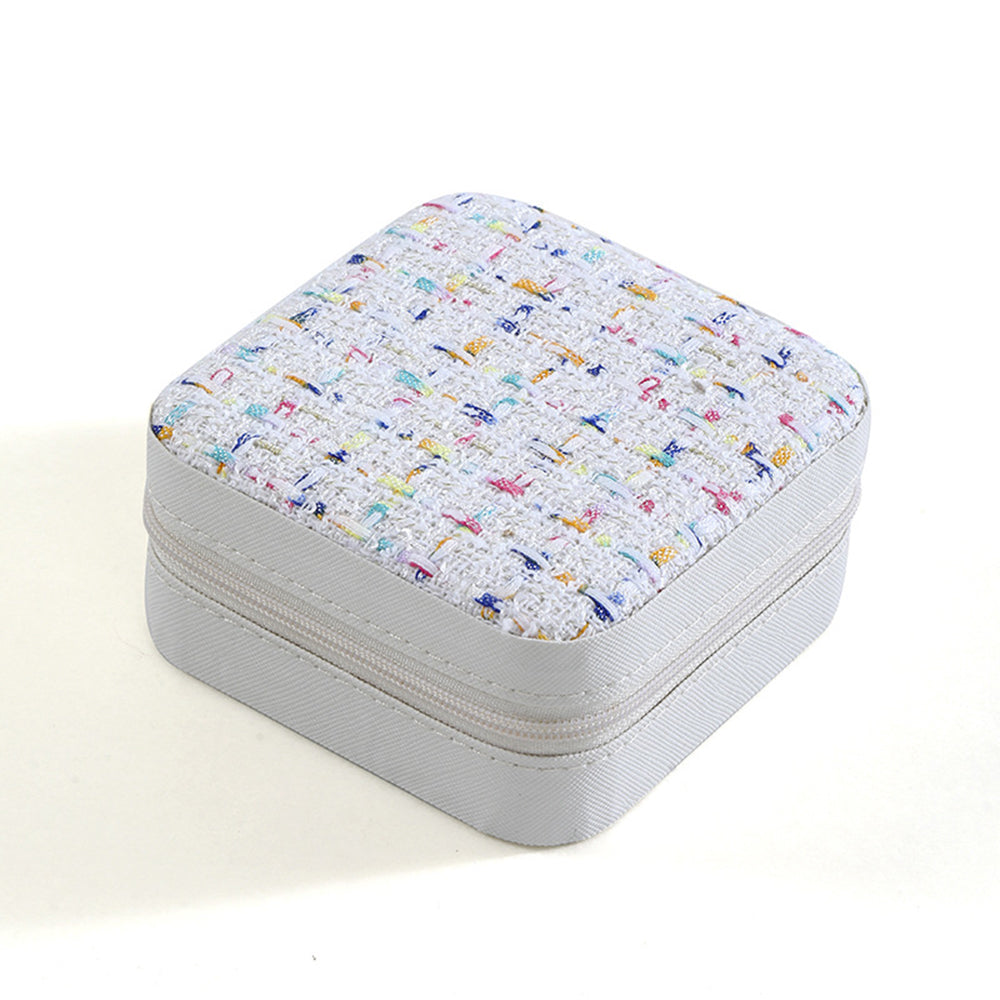 Square Tweed Mini Travel Jewelry Box 6W5CO363