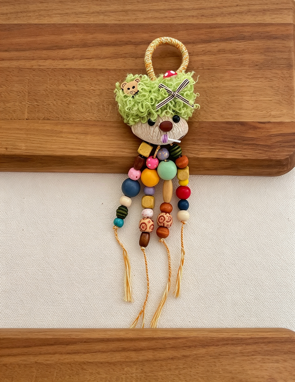 Colorful Hair Beaded Tassed Doll Bag Charm 6W10BBC427