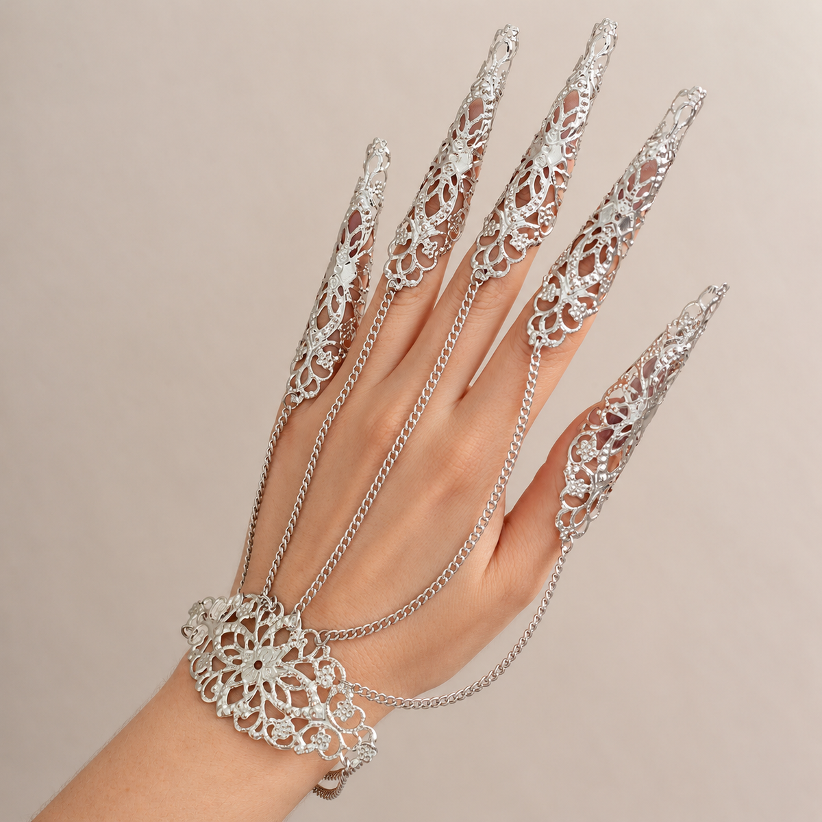 Punk Gothic Halloween Hand Chain Bracelet 6W6JBR629