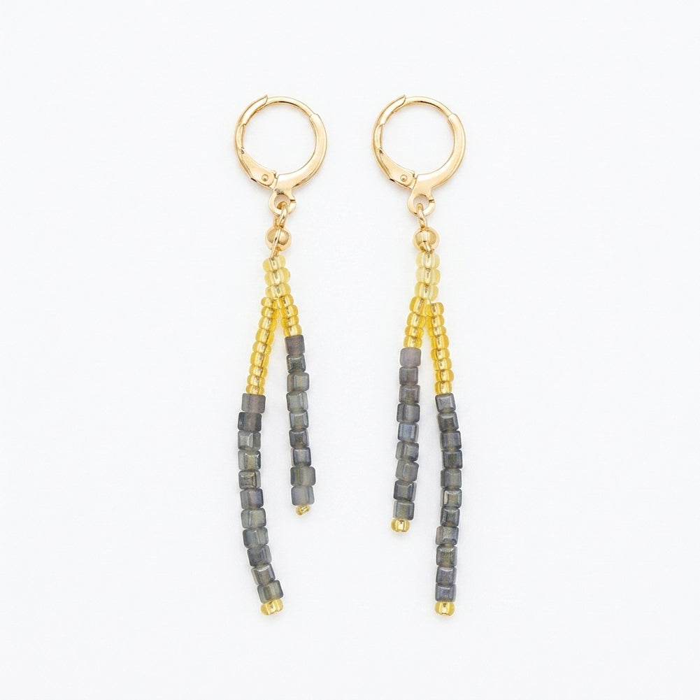 Boho Multi-Color Beaded Tassel Hoop Earrings 6W6JER952