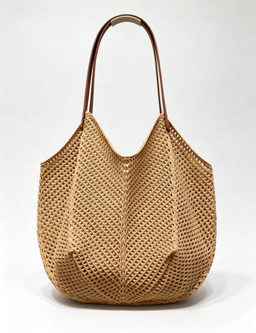 Fashion Solid Color Hand-Woven Beach Handbag 6W10BBG1781