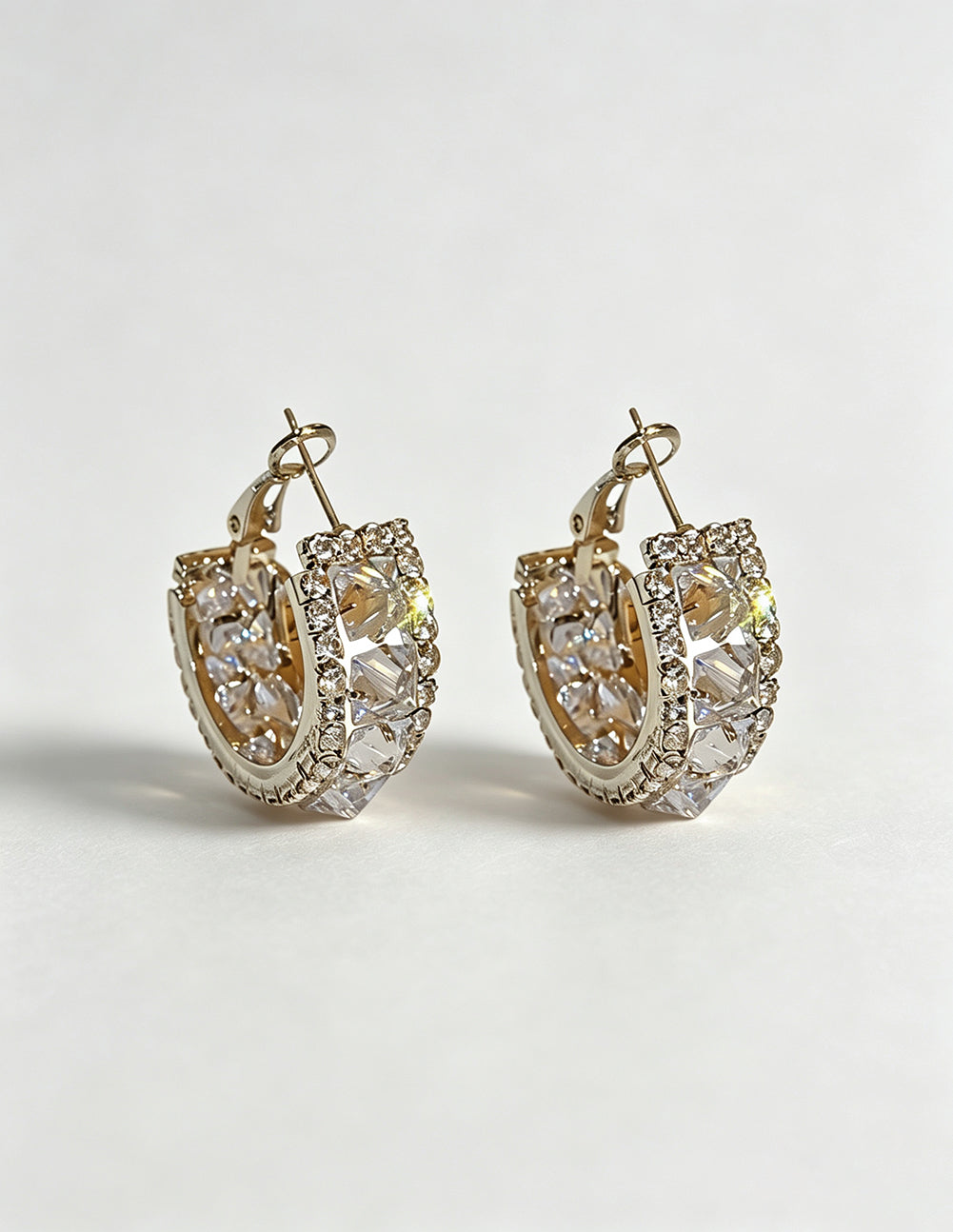 Trendy Sparkly Rhinestone C-Shaped Hoop Earrings 6W6JER726