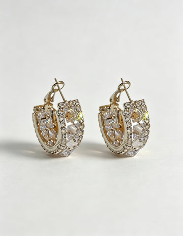 Trendy Sparkly Rhinestone C-Shaped Hoop Earrings 6W6JER726