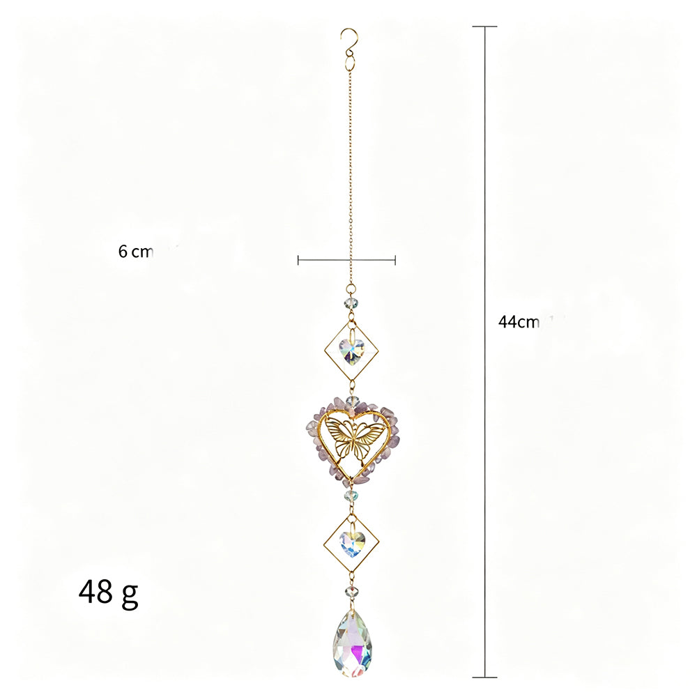 Crystal Stone Wrapped Heart Butterfly Hanging Suncatcher 6H7HLS213