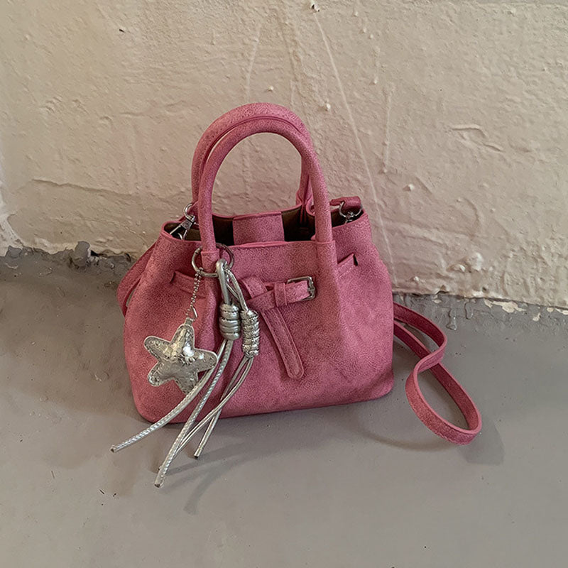 Solid Color Suede Belt Buckle Handbag 6W10BBG1376