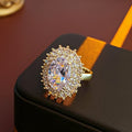Luxury Oval Rhinestone Gold Plated Open Ring 6W6JRG379