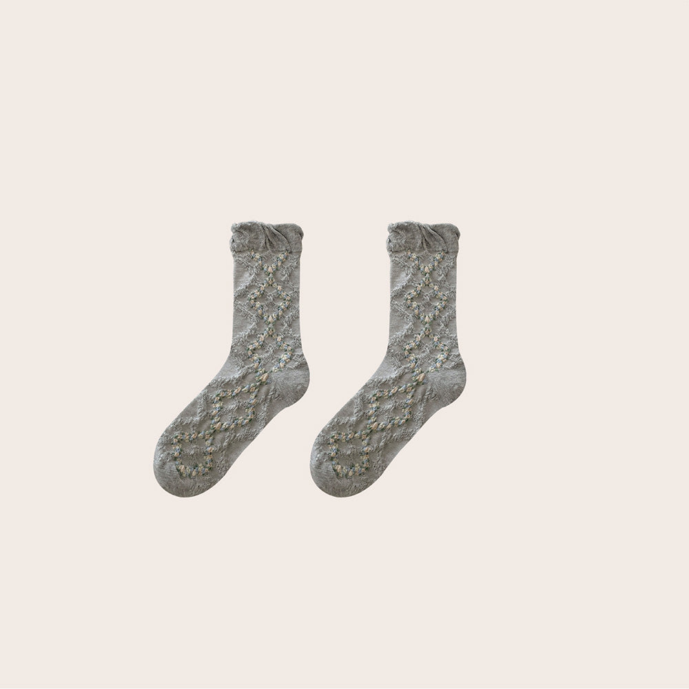 Floral Ruffled Crew Socks - DippedShop Wholesale - #4435
