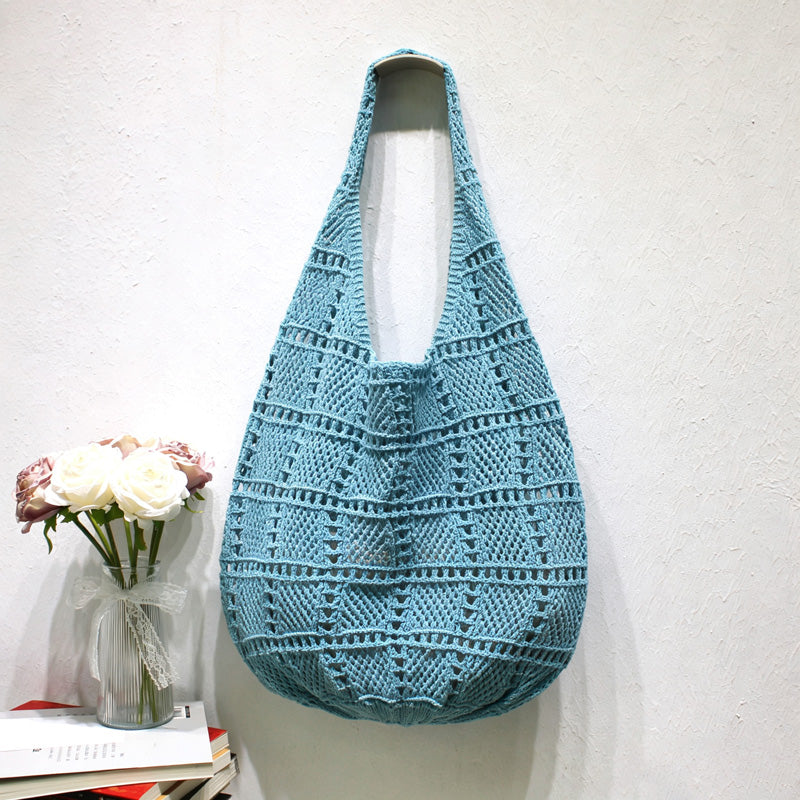 Casual Solid Color Hollow Beach Tote Bag 6W10BBG1779