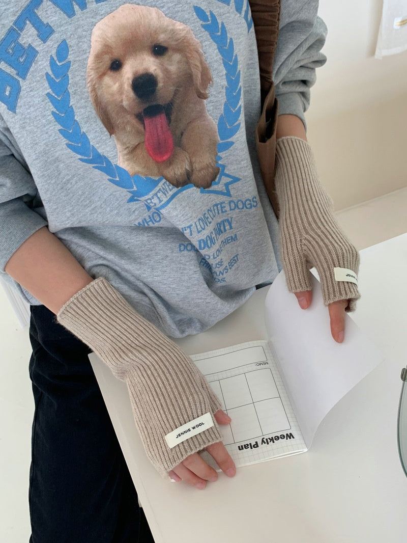 Simple Solid Color Fingerless Thicken Gloves 6W6GLO89