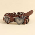 Vintage Metal Heart Wide Leather Waist Belt 6W6JBT211