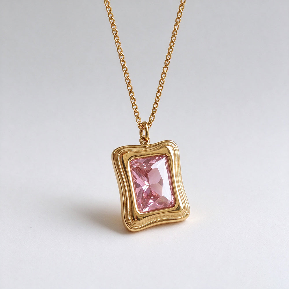 Square Zircon Pendant Necklace - DippedShop Wholesale - #2579