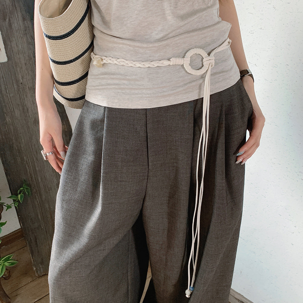 Bohemian Round Ring Braided Rope Waist Belt 6W6JBT200