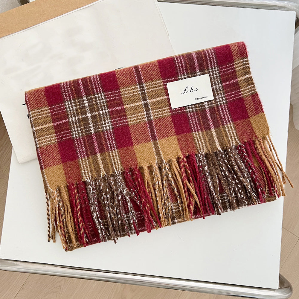 Plaid Tassel Shawl Scarf - DippedShop Wholesale - #8947