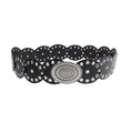 Retro Western Oval Buckle Wide Disc Waist Belt 6W6JBT234