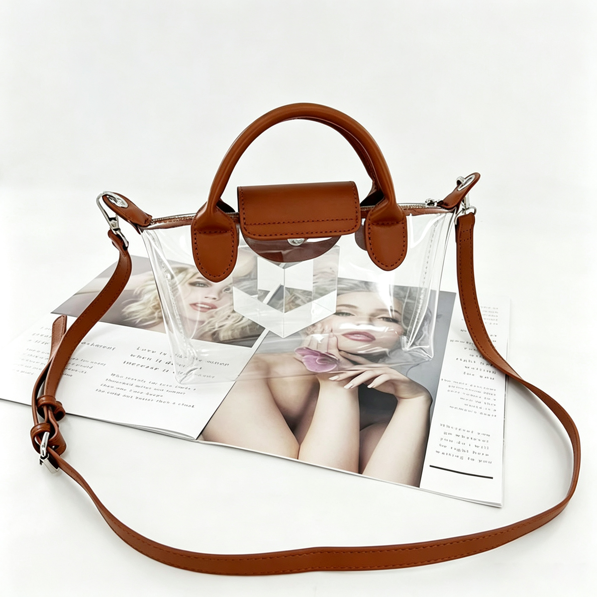Trendy Clear Dumpling Color Contrast Crossbody Bag 6W10BBG2121