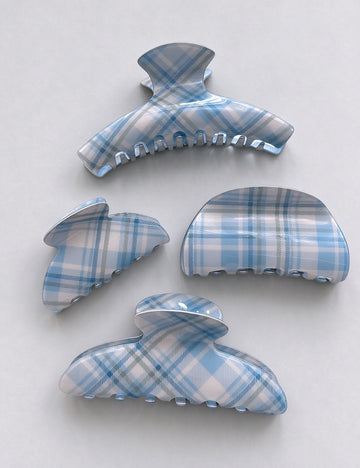 Plaid Acetate Hair Claw - DippedShop Wholesale - #7763