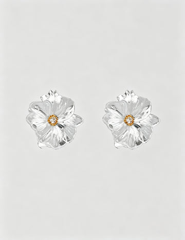 Elegant Exaggerated Transparent Flower Stud Earrings 6W6JER769