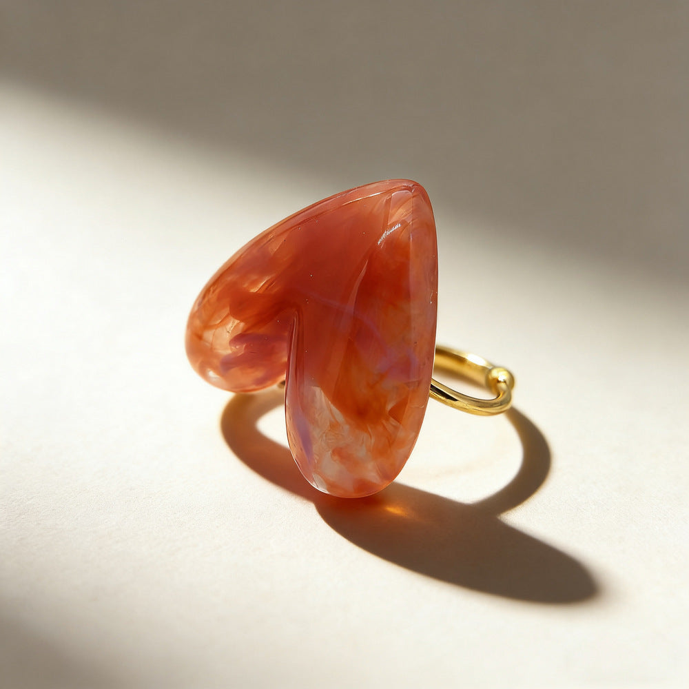 Resin Heart Adjustable Ring - DippedShop Wholesale - #9091
