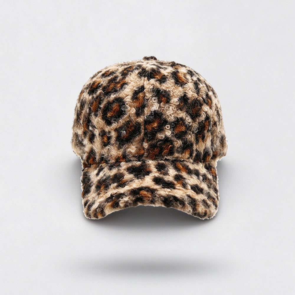 Vintage Fuzzy Plush Leopard Print Baseball Cap 6W6HAT927