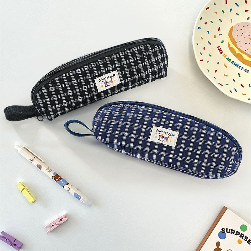 Cute Plaid Puppy Pattern Portable Pencil Case 6S10BOB1063