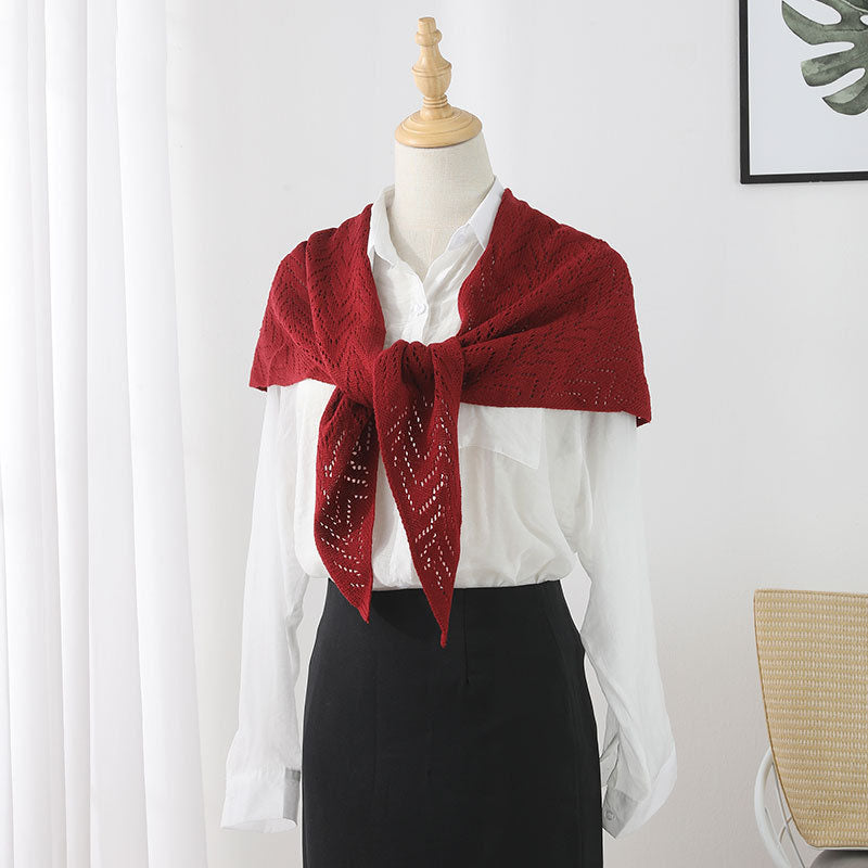 Fashion Hollow Out Knit Triangle Shawl Wrap 6W6NSC47