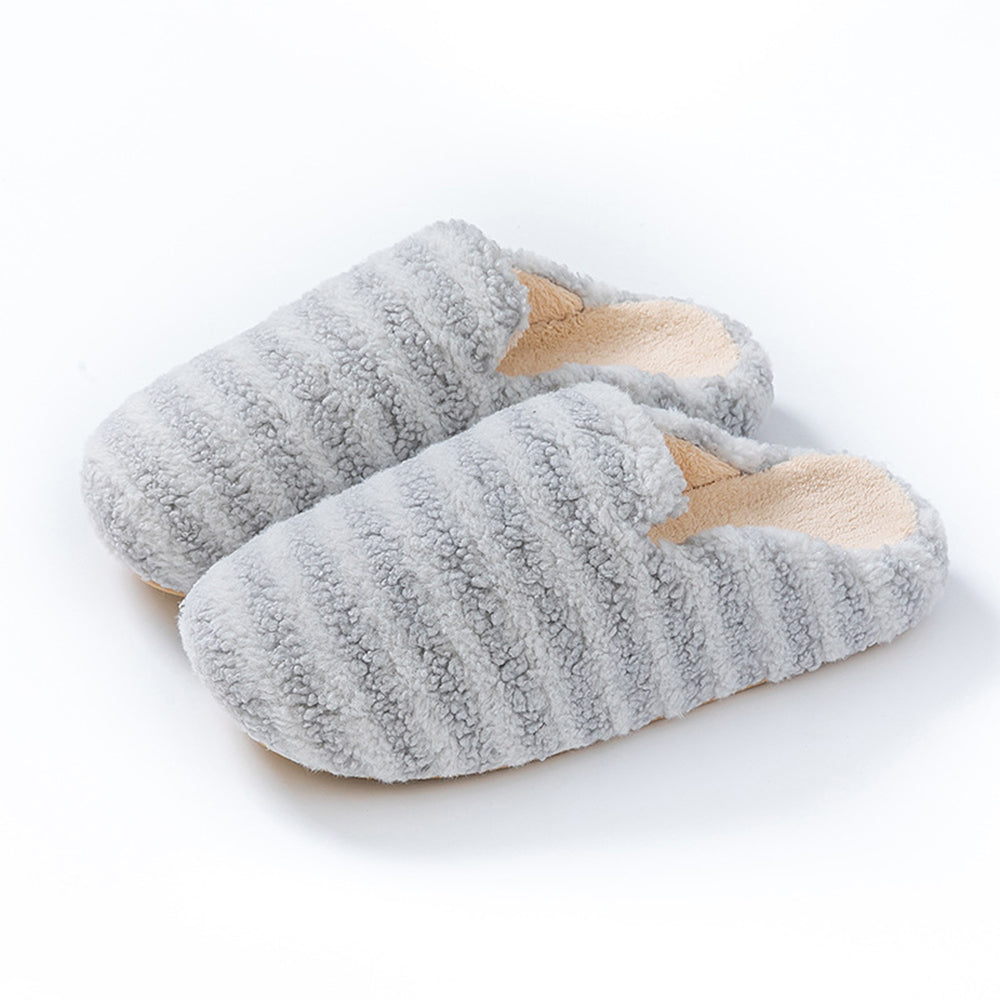 Fresh Striped Thicken Plush Warm Slippers 6W8FSP295