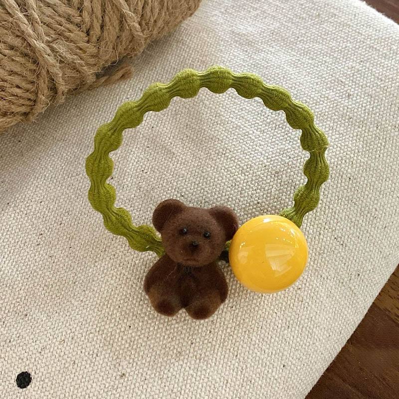 Cute Bear Bead Flocking Hair Tie MK2BLW6W6HHT17