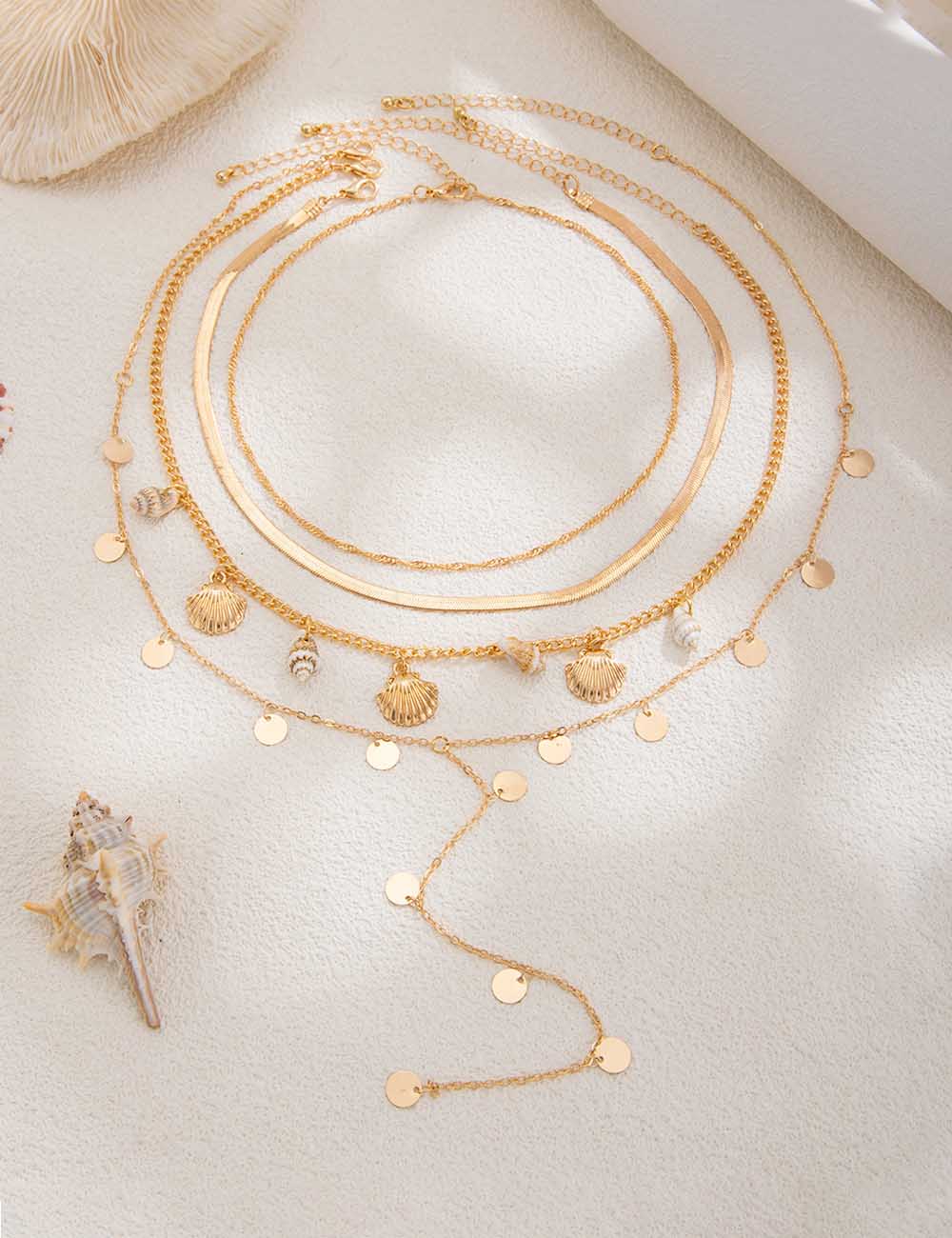 Multi-Layer Gold Shell Necklace - DippedShop Wholesale - #1459