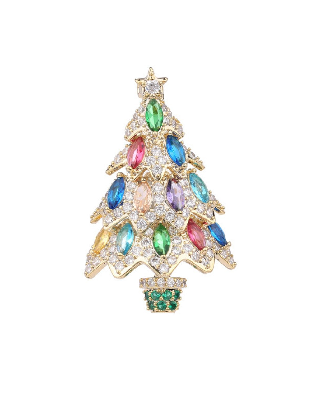 Colorful Zirconia Christmas Tree Brooch DPJB1934