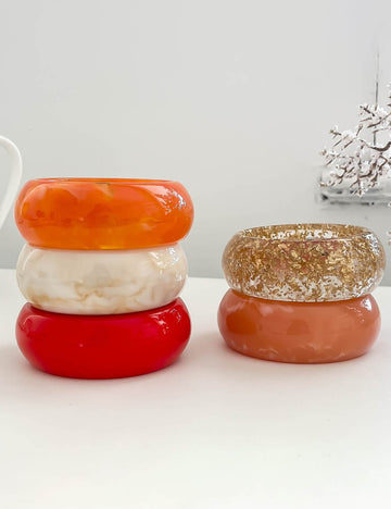 Trendy Geometric Resin Round W - DippedShop Wholesale - #8019