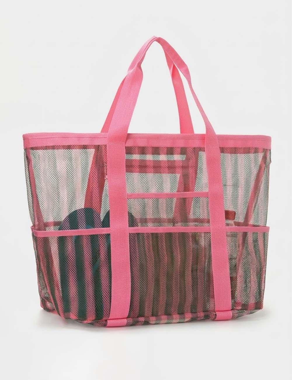 Striped Beach Multi-Functional Mesh Storage Bag 8BW6BOB87T
