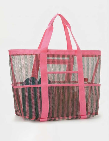 Striped Beach Multi-Functional Mesh Storage Bag 8BW6BOB87T