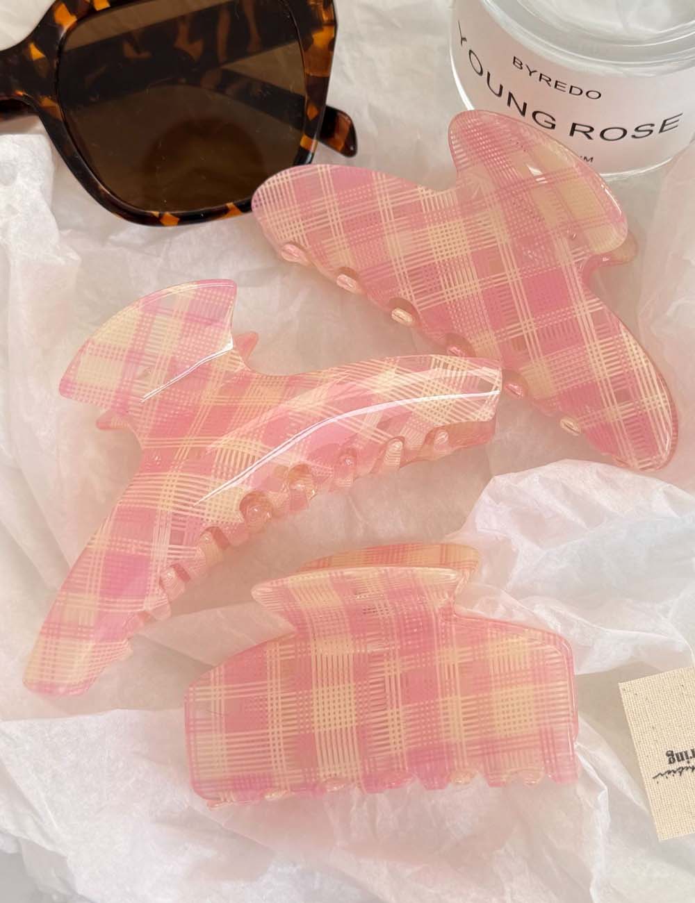 Color Contrast Plaid Hair Claws - DippedShop Wholesale - #1235