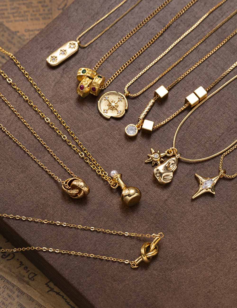 Gold Plated Geometric Pendant Necklace - DippedShop Wholesale - #7363