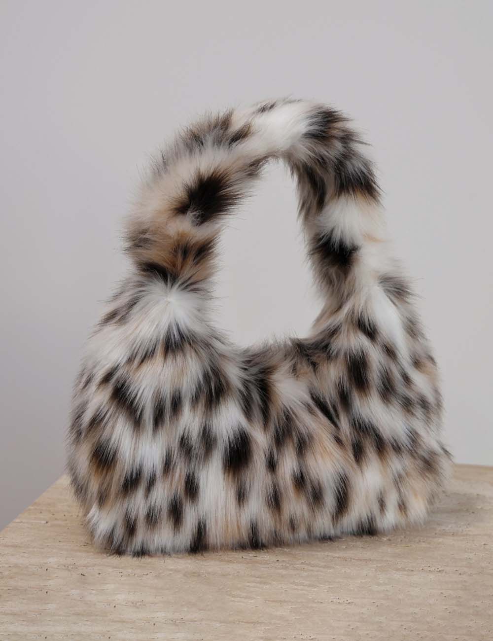 Winter Leopard Print Fluffy Underarm Handbag DP25G667