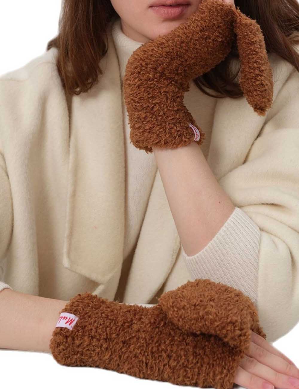 Cute Warm Knitted Convertible Mittens Flap Cover DP25F674